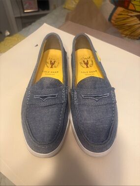 Cole Haan Chambray Blue Slip-On Loafers